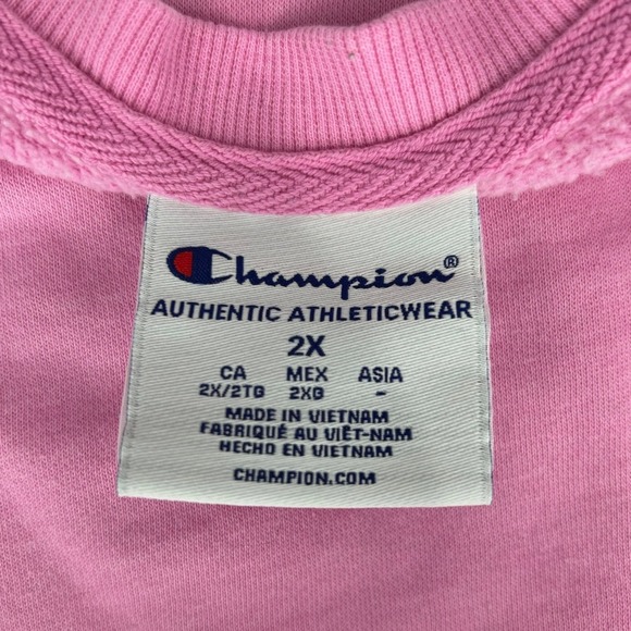 Champion Ombre Pink Crewneck Pullover Raglan Sleeve Women's Size 2X Sweatshirt - Picture 4 of 7